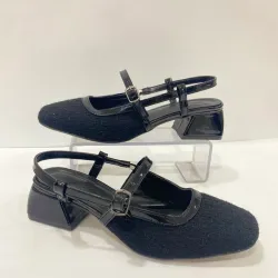 Arkası Açık Kalın Topuklu Ayakkabı