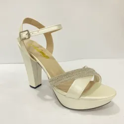 Bilekten bağlamalı platform topuklu abiye sandalet