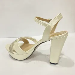 Bilekten bağlamalı platform topuklu abiye sandalet