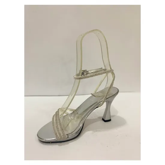 Taşlı Topuklu Bilekten Bağlamalı Sandalet Ayakkabı