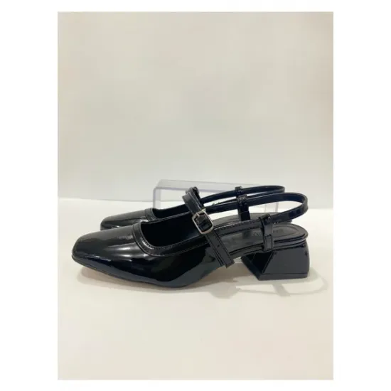 Siyah Rugan Topuklu Kadın Ayakkabı