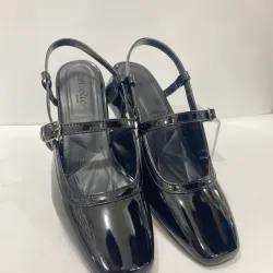 Siyah Rugan Topuklu Kadın Ayakkabı