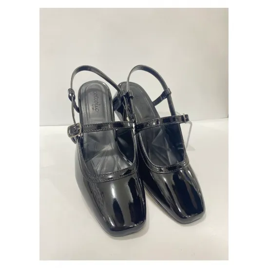 Siyah Rugan Topuklu Kadın Ayakkabı